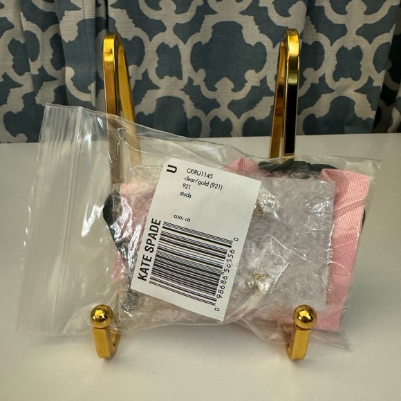 NWT Kate Spade Lady Marmalade Studs - Clear/Gold with Dust Bag - Picture 3 of 3